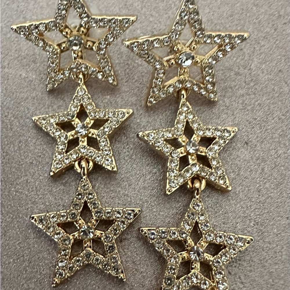 Gold Star Dangle Earrings, OS